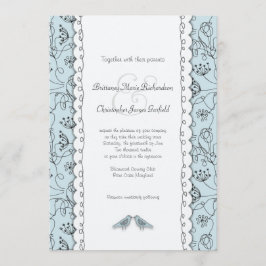 Happy Blue Birds Wedding Doodle Trendy Budget Kaart