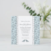 Happy Blue Birds Wedding Doodle Trendy Square Kaart (Staand voorkant)