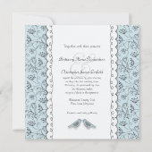 Happy Blue Birds Wedding Doodle Trendy Square Kaart (Voorkant)