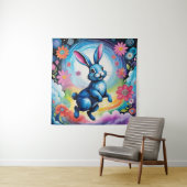 Happy Blue Bunny Dream Joy Wandkleed (In situ)