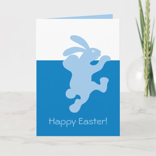 Happy Blue Bunny Rabbit-kaart Feestdagen Kaart (Voorkant)