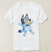 Happy Blue Dog Jumping T-shirt (Design voorkant)