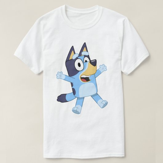 Happy Blue Dog Jumping T-shirt (Design voorkant)