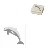 Happy Blue Dolphin, Schattigee Tropische Oceaan Ca Rubberstempel (Gestempeld)