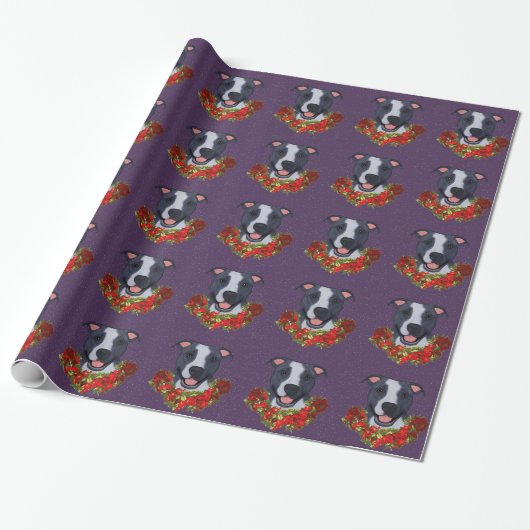 Happy Blue en White APBT Wrapping Paper Cadeaupapier (Uitgerold)