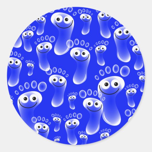 Happy Blue Feet Ronde Sticker (Voorkant)