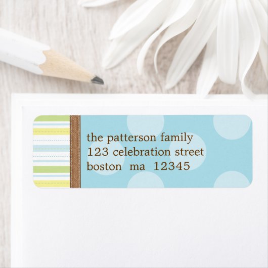 Happy Blue & Green Stripes + Stippen Etiket (Insitu)