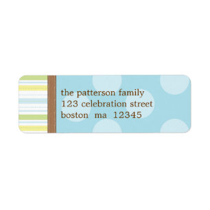 Happy Blue & Green Stripes + Stippen Etiket