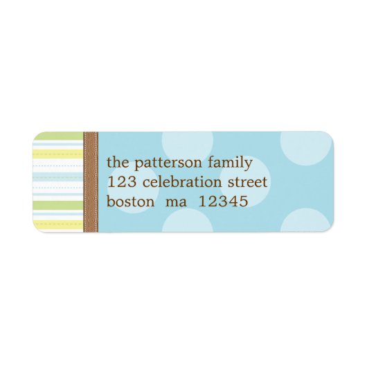 Happy Blue & Green Stripes + Stippen Etiket (Voorkant)