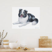 Happy Blue Merle Border Collie Dog Print (Keuken)