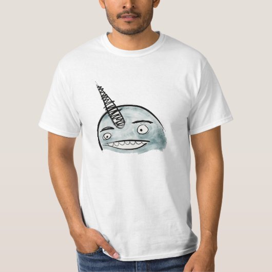 Happy Blue Narwhal Value-Shirt T-shirt (Voorkant)