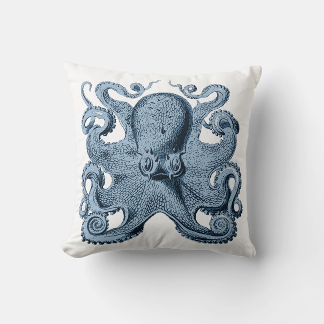  Happy Blue Octopus Pillow Kussen (Voorkant)