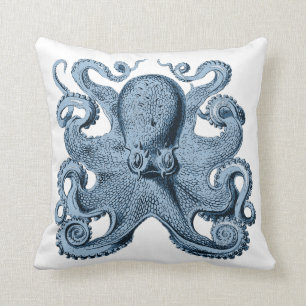 Happy Blue Octopus Pillow Kussen