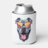Happy Blue Pitbull met een zonnebril Blikjeskoeler (Blikje Voorkant)