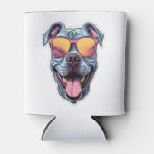 Happy Blue Pitbull met een zonnebril Blikjeskoeler (Voorkant)