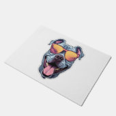 Happy Blue Pitbull met een zonnebril Deurmat (Schuin)
