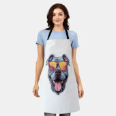 Happy Blue Pitbull met een zonnebril Schort (Gedragen)