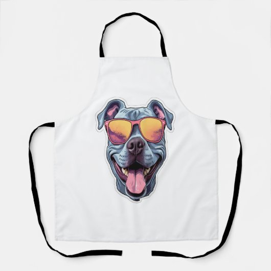 Happy Blue Pitbull met een zonnebril Schort (Voorkant)