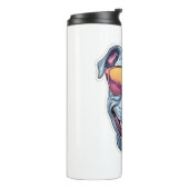 Happy Blue Pitbull met een zonnebril Thermosbeker (Gedraaid links)