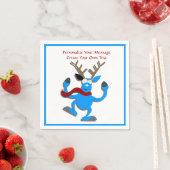Happy Blue Reindeer Kerstmis personaliseren Servet (Insitu)