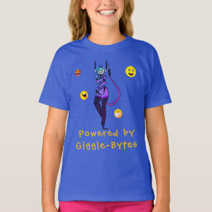 Happy Blue Robot Giggle Leuk T-shirt