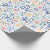 Happy Blue Snowmen Cadeaupapier (Hoek)