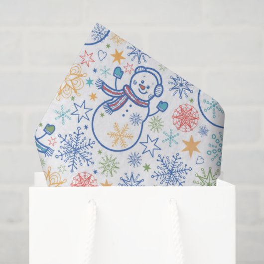 Happy Blue Snowmen Tissuepapier (Cadeauzakje)