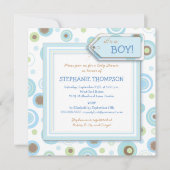 Happy Blue Stippen Boy Baby shower Uitnodiging (Voorkant)