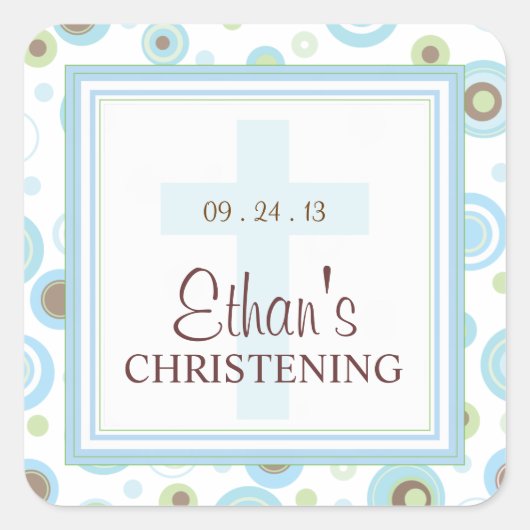 Happy Blue Stippen Cross doop doop Sticker (Voorkant)