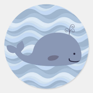 Happy blue whale sticker