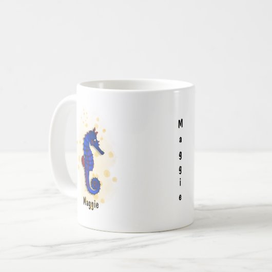 Happy Blue zee Horse waterverf stijl Koffiemok (Voorkant links)