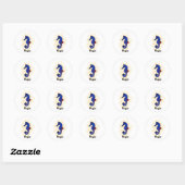 Happy Blue zee Horse waterverf stijl Ronde Sticker (Vel)