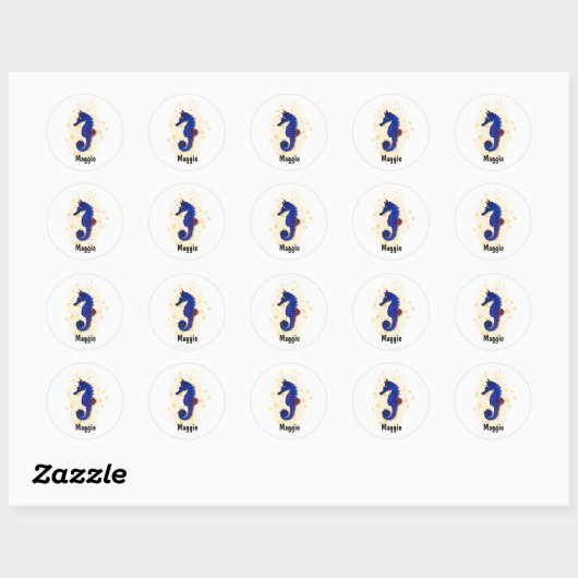 Happy Blue zee Horse waterverf stijl Ronde Sticker (Vel)