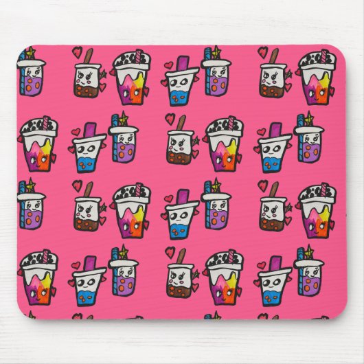 Happy Boba Tea Bubble Teas Bobas Kawaii Muismat (Voorkant)