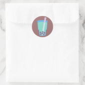 Happy Boba Tea Bubbles Ronde Sticker (Tas)