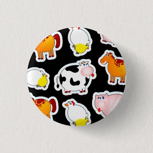 Happy boerderij achtergrond, knop ronde button 3,2 cm (Voorkant)