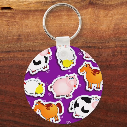 Happy boerderij achtergrond, sleutelhanger (Voorkant)