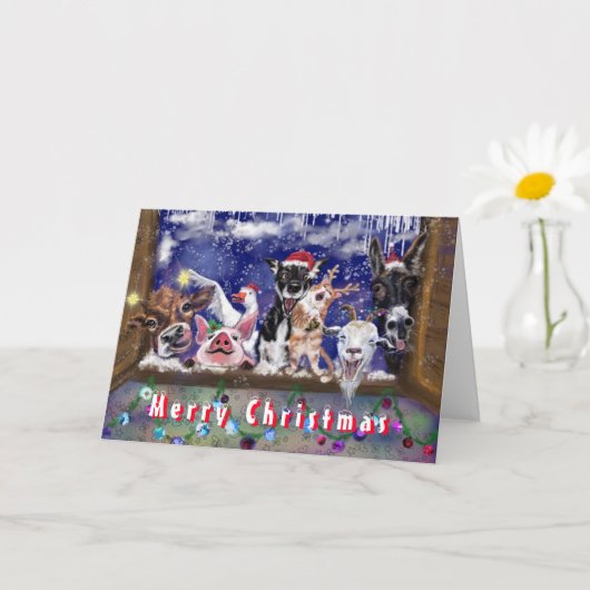 Happy Boerderij Animal Funny Christmas Kaart (Kleine Plant)