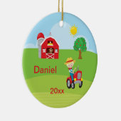 Happy Boerderij Boy Barn Tractor Animals Blonde Keramisch Ornament (Rechts)