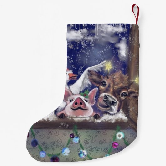 Happy Boerderij Funny Christmas Stocking Kleine Kerstsok (Achterkant)