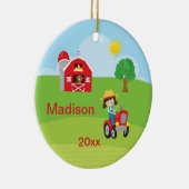 Happy Boerderij Girl Barn Tractor Animals Brown Keramisch Ornament (Rechts)