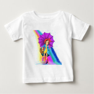 Happy Boerderij Meisje met Paraplu Baby T-Shirt