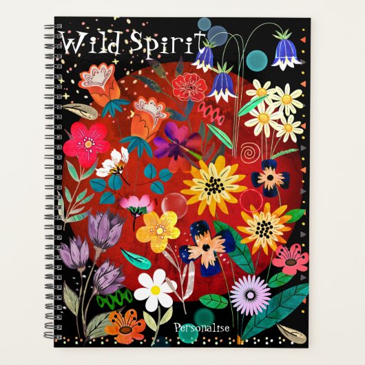 Happy Boho Flowers Wild Spirit Quote Journal Planner (Voorkant)
