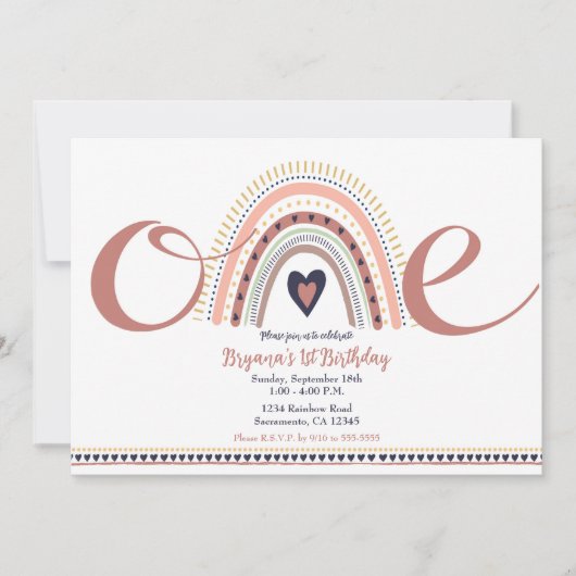 Happy Boho Rainbow Modern 1 1e verjaardag Kaart (Voorkant)