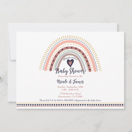 Happy Boho Rainbow Modern Baby shower Kaart (Voorkant)