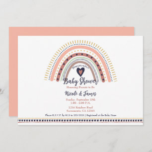 Happy Boho Rainbow Modern Baby shower Kaart