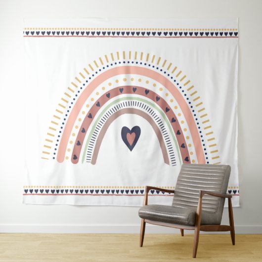 Happy Boho Rainbow Modern Birthday Foto Wandkleed (In Situ (horizontaal))