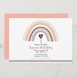 Happy Boho Rainbow Modern Kids Birthday Party Kaart