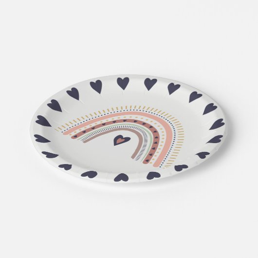 Happy Boho Rainbow Modern Minal Birthday Party Papieren Bordje (Gekanteld)