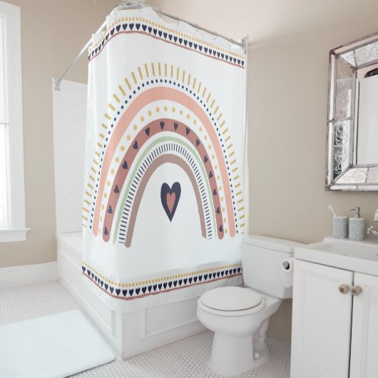 Happy Boho Rainbow Modern Minimal Trendy Chic Douchegordijn (In situ)